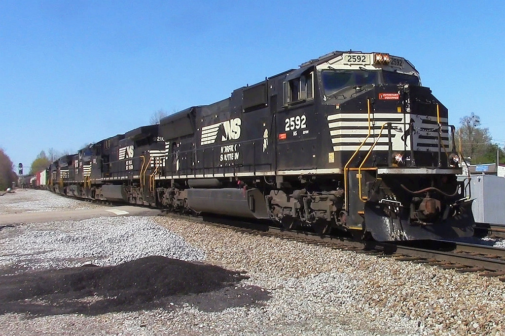 NS SB freight entering the double track